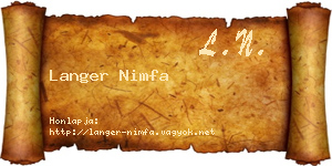 Langer Nimfa névjegykártya